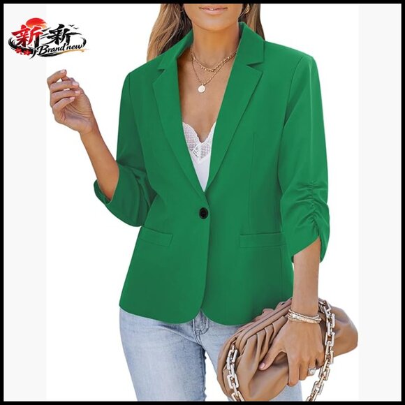 Polyester 3/4 Sleeve Blazer for Business Casual Work Outfits